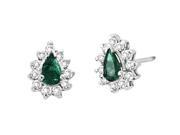 14k Gold Earrings with 0.30ct of Diamond and 0.40ct of Pear Shaped Emerald