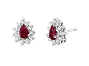 14k Gold Earring with 0.30ct of Diamonds and 0.50ct of Pear Shaped Ruby