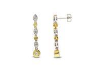 1.10ct tw Natural Fancy Yellow Diamond Earrings Hand Hinged Dangling Style 18k Two Tone Gold