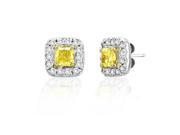 18k Two tone Gold Natural Fancy Yellow Diamond Earrings with 1.20cttw of Diamonds