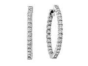 1.00cttw Diamond Hoop Earrings set in 14k Gold. 1 Inch Diameter