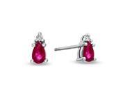Pear Shaped Ruby and Diamond Earrings set in 14k Gold