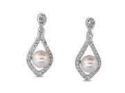 Diamond and Cultured Pearl Tear Drop Earring set in 14k Gold
