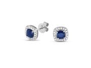 0.75cttw Cushion Cut Sapphire and Diamond Fashion Earring set in 14k Gold