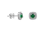 0.75cttw Emerald and Diamond Earrings in 14k Gold