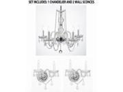 3pc Lighting Set New! Authentic All Crystal Murano Venetian Style Empress Crystal Chandelier and 2 Wall Sconces