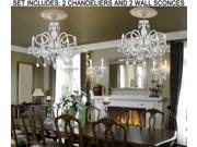 4pc Lighting Set 2 Crystal Chandeliers H25 X W24 and 2 Wall Sconces