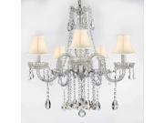 AUTHENTIC ALL CRYSTAL CHANDELIERS LIGHTING EMPRESS CRYSTAL TM CHANDELIERS WITH WHITE SHADES H27 X W24
