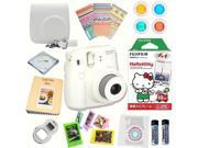 Fujifilm Instax Mini 8 White Deluxe kit bundle Includes Instant camera with Instax mini 8 instant films 10 pack Hello Kitty Custom Camera Case instax