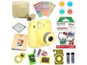 Fujifilm Instax Mini 8 Yellow Deluxe kit bundle Includes Instant camera with Instax mini 8 instant films 10 pack Hello Kitty Custom Camera Case insta