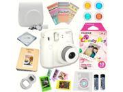 Fujifilm Instax Mini 8 White Deluxe kit bundle Includes Instant camera with Instax mini 8 instant films 10 pack Candy Pop Custom Camera Case instax P
