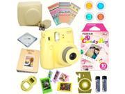 Fujifilm Instax Mini 8 Yellow Deluxe kit bundle Includes Instant camera with Instax mini 8 instant films 10 pack Candy Pop Custom Camera Case instax