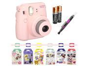 Fujifilm instax mini 8 camera bundle Pink w Airmail Disney Stripe Winnie the Pooh Mickey RiLakkuma Brush Spray