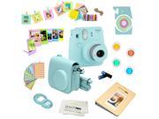 Fujifilm Instax Mini 9 (Ice Blue) Deluxe kit bundle Includes -Instant camera - Custom Camera Case - instax Album - Frames -Wall Hang Frames- Stickers - Close up