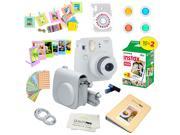 Fujifilm Instax Mini 9 (Smokey White)  Deluxe kit bundle Includes -Instant camera with Instax mini 9 instant films (20 pack) - Custom Camera Case - instax Album