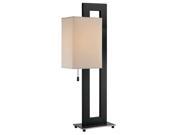 Lite Source Table Lamp Black w White Fabric Shade LS 2836