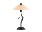 Lite Source Table Lamp Dark Bronze Amber Glass Shade C4919