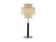 Lite Source Table Lamp Leather Pole White Grid Pattern Shade LS 20290