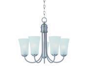 Maxim 10045FTSN Logan 5 Light Chandelier with Frosted Glass Shades Satin Nickel