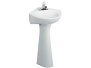 American Standard 0611.100.020 Cornice Pedestal Bathroom Sink with Pedestal Single Faucet Hole 15 1 2 Length White