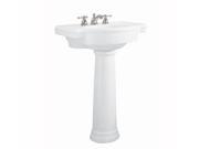 American Standard 0282.800.020 Retrospect Pedestal Bathroom Sink with Pedestal 27 Length and Overflow White