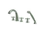 Three Handle Roman Tub Filler with Hand Shower