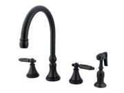 Kingston Brass GS279.GLBS Gourmetier Widespread Kitchen Faucet with Metal Lever Oil Rubbed Bronze