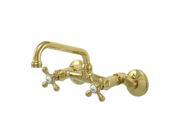 Kingston Brass KS213 Victorian Wall Mounted Centerset Kitchen Faucet with Metal Polished Brass
