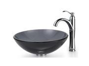 Kraus C GV 104 12mm 1005 Bathroom Combo 16 1 2 Clear Black Glass Vessel Bathr