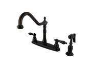Kingston Brass KB175.ALBS Heritage Centerset Kitchen Faucet with Metal Lever Han Oil Rubbed Bronze