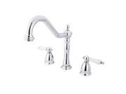 Kingston Brass KB179.PLLS Heritage Widespread Kitchen Faucet with Porcelain Leve Polished Chrome