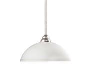 Z Lite 2110MP BN DMO14 Riviera 1 Light Foyer Brushed Nickel Pendant with White G