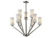 Z Lite 609 3 6 BN Elite 9 Light 2 Tier Brushed Nickel Chandelier with Cream Glas