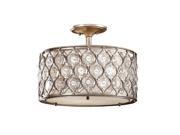 Feiss Lucia 3 Light Semi Flush in Burnished Silver SF289BUS