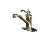 Single Handle 4 Centerset Lavatory Faucet with Push Up Optional Deck Plate in Polished Brass by Kingston Brass