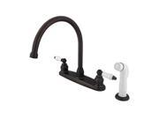Double Handle Goose Neck Kitchen Faucet with White Sprayer