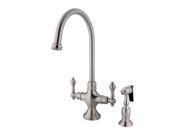 Double Handle Kitchen Faucet with Brass Side Sprayer