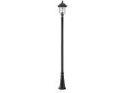 Z Lite 533PHB 519P BK Armstrong 3 Light Black Post Light with Clear Glass Shade