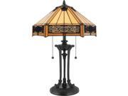 Quoizel 2 Light Indus Tiffany Table Lamp in Vintage Bronze TF6669VB