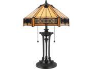 Quoizel 2 Light Indus Tiffany Table Lamp in Vintage Bronze TF6669VB