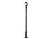 Z Lite 523PHM 519P BK Mesa 1 Light Black Post Light with Clear Glass Shade
