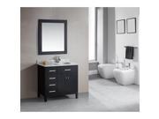 Design Element DEC076D L London 36 Free Standing Vanity Set with Cabinet Top w