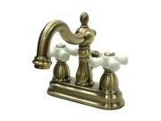Kingston Brass KB160.PX Heritage Centerset Bathroom Faucet with Brass Pop Up Dra Antique Brass