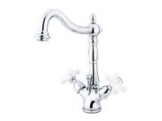 Kingston Brass KS143.PX Heritage Bathroom Faucet with Brass Pop Up Drain Assembl Polished Chrome