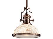 Elk Lighting Chadwick 1 Light Pendant Antique Copper and Cappa Shell 66443 1