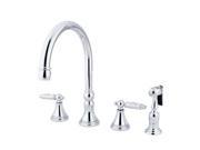 Kingston Brass KS279.GLBS Governor Widespread Kitchen Faucet with Metal Lever Ha Polished Chrome