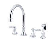 Kingston Brass GS279.GLBS Gourmetier Widespread Kitchen Faucet with Metal Lever Polished Chrome