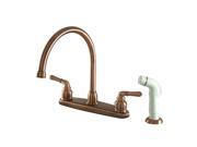 Kingston Brass KB79 Magellan Centerset Gooseneck Kitchen Faucet with Metal Lever Antique Copper