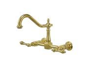 Kingston Brass KS124.AL Heritage Wall Mounted Centerset Kitchen Faucet with Meta Polished Brass