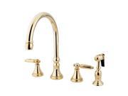 Kingston Brass KS279.GLBS Governor Widespread Kitchen Faucet with Metal Lever Ha Polished Brass